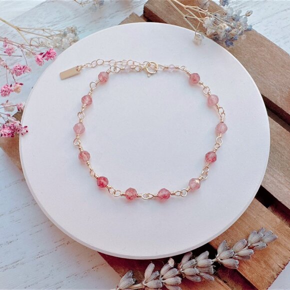 New Mini Strawberry Quartz Bracelet | Handmade in BC - Picture 6 of 6